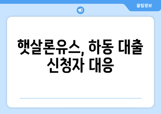 햇살론유스, 하동 대출 신청자 대응