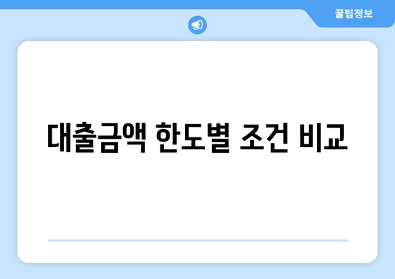 대출금액 한도별 조건 비교