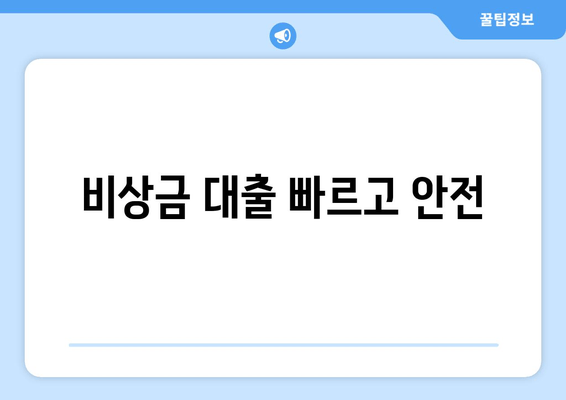 비상금 대출 빠르고 안전