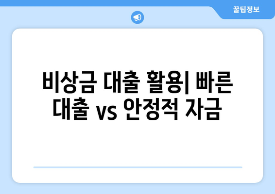 비상금 대출 활용| 빠른 대출 vs 안정적 자금