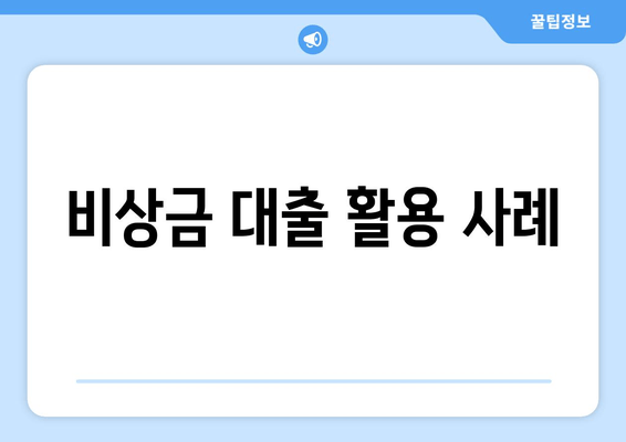 비상금 대출 활용 사례