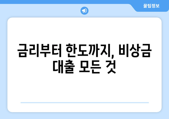 금리부터 한도까지, 비상금 대출 모든 것