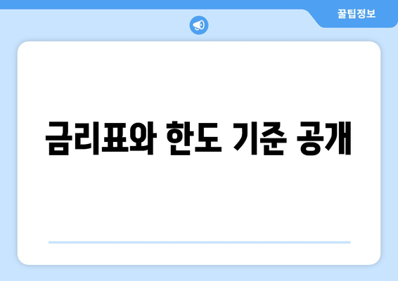 금리표와 한도 기준 공개