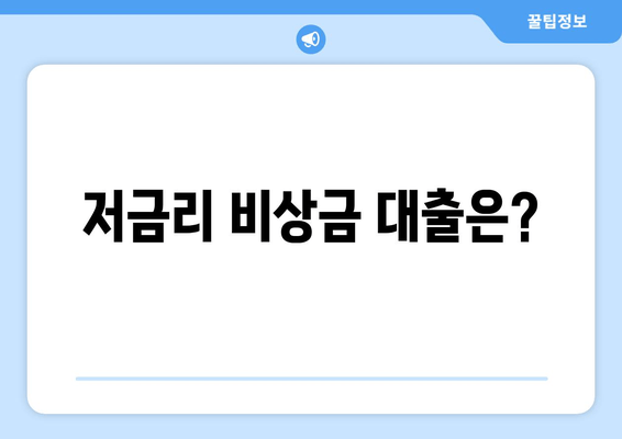 저금리 비상금 대출은?