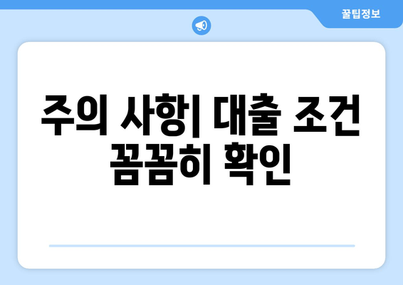 주의 사항| 대출 조건 꼼꼼히 확인