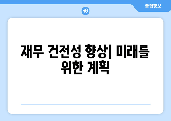 재무 건전성 향상| 미래를 위한 계획