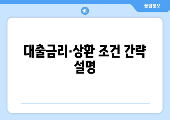 대출금리·상환 조건 간략 설명