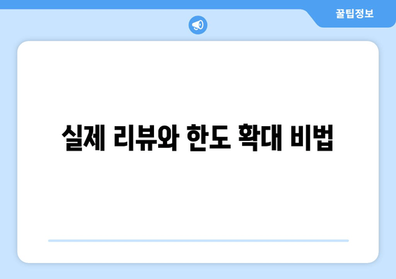 실제 리뷰와 한도 확대 비법