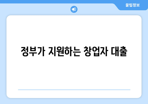 정부가 지원하는 창업자 대출