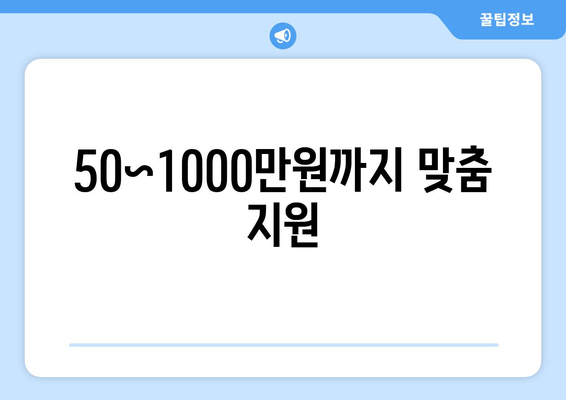 50~1000만원까지 맞춤 지원