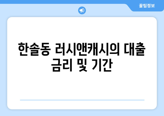 한솔동 러시앤캐시의 대출 금리 및 기간