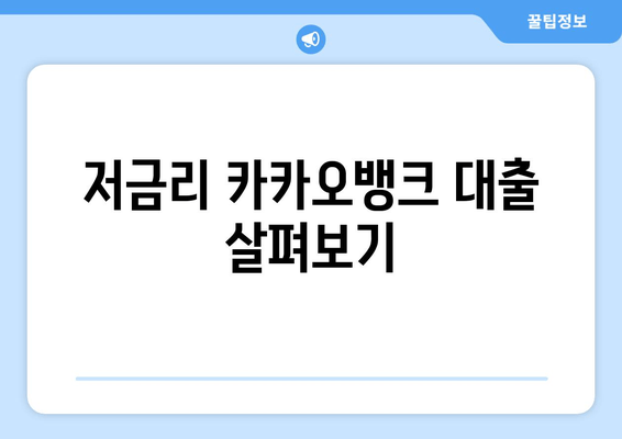 저금리 카카오뱅크 대출 살펴보기