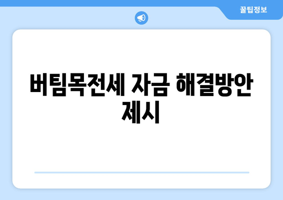 버팀목전세 자금 해결방안 제시