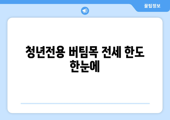 청년전용 버팀목 전세 한도 한눈에