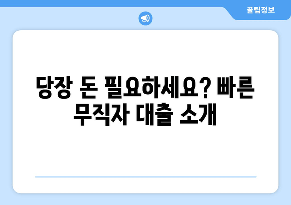 당장 돈 필요하세요? 빠른 무직자 대출 소개