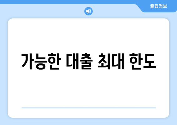 가능한 대출 최대 한도