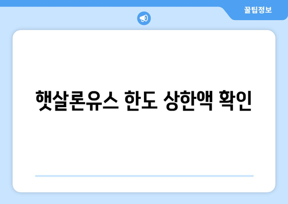 햇살론유스 한도 상한액 확인