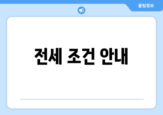 전세 조건 안내