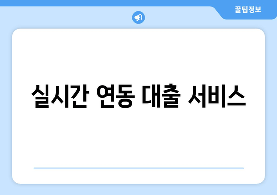 실시간 연동 대출 서비스