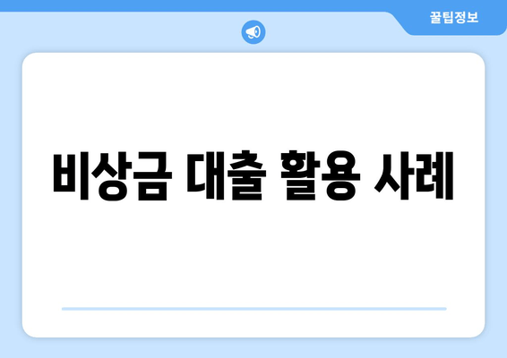 비상금 대출 활용 사례