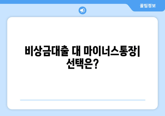 비상금대출 대 마이너스통장| 선택은?