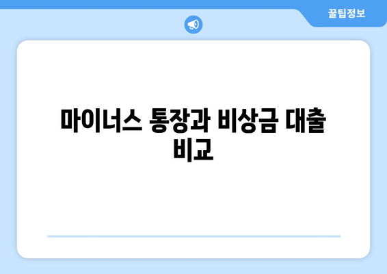 마이너스 통장과 비상금 대출 비교