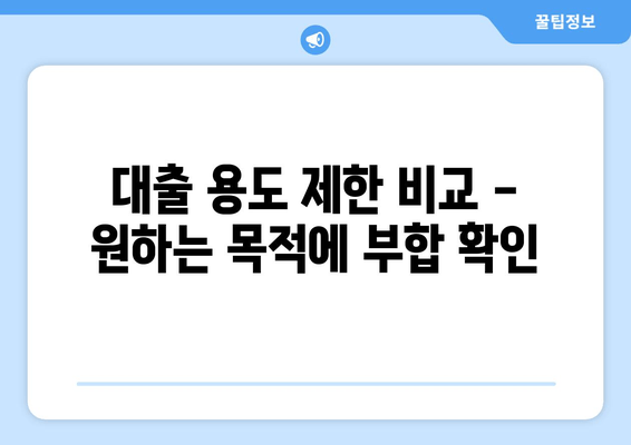 대출 용도 제한 비교 - 원하는 목적에 부합 확인