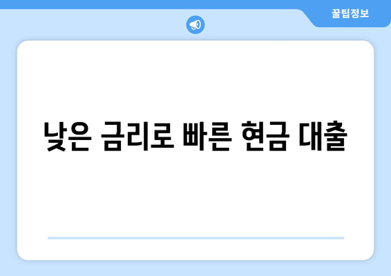 낮은 금리로 빠른 현금 대출