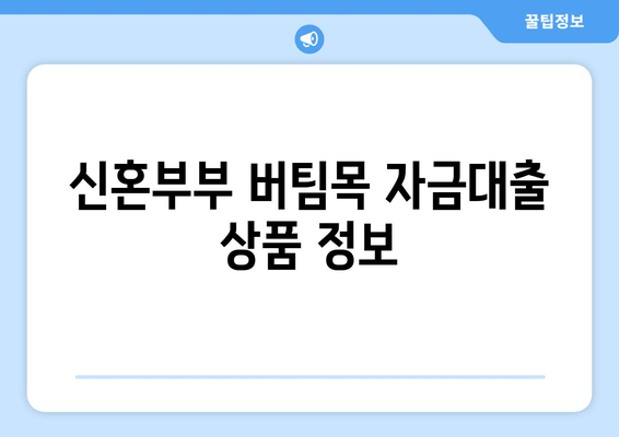 신혼부부 버팀목 자금대출 상품 정보