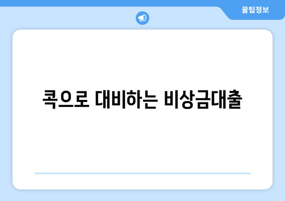 콕으로 대비하는 비상금대출