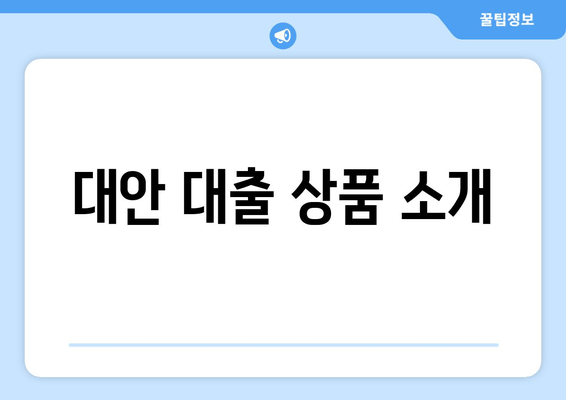 대안 대출 상품 소개