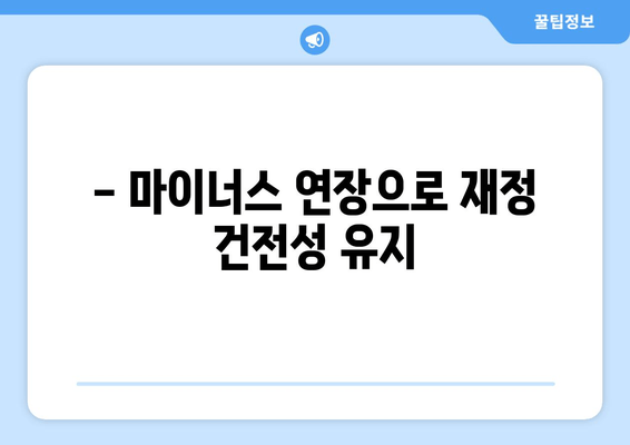 - 마이너스 연장으로 재정 건전성 유지