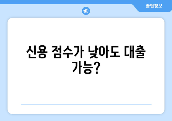 신용 점수가 낮아도 대출 가능?