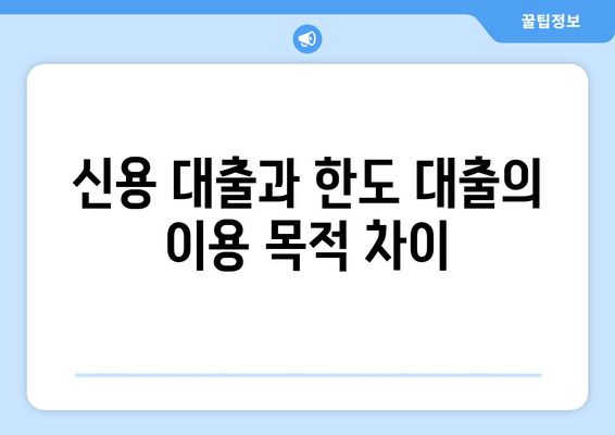 신용 대출과 한도 대출의 이용 목적 차이