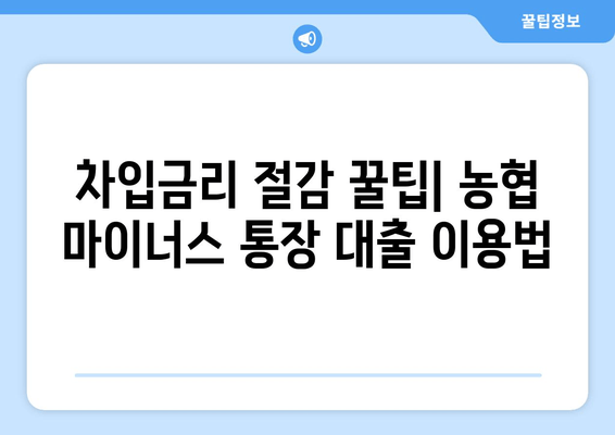 차입금리 절감 꿀팁| 농협 마이너스 통장 대출 이용법