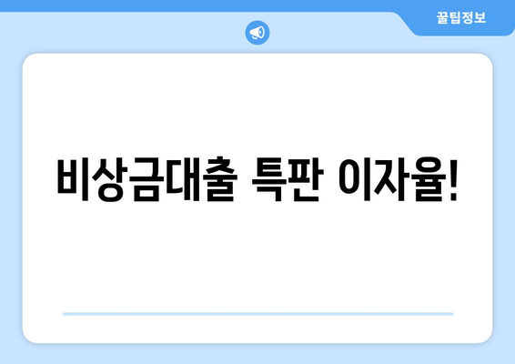 비상금대출 특판 이자율!