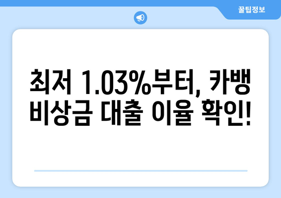 최저 1.03%부터, 카뱅 비상금 대출 이율 확인!