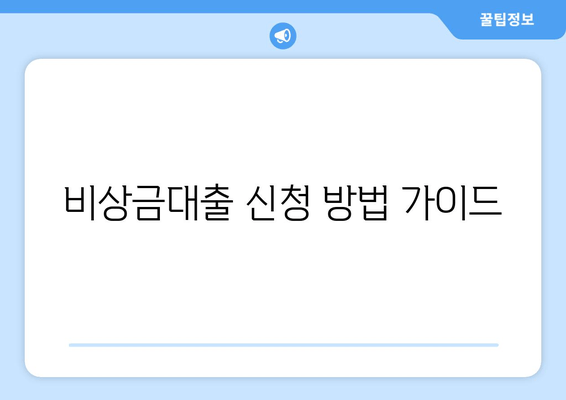 비상금대출 신청 방법 가이드