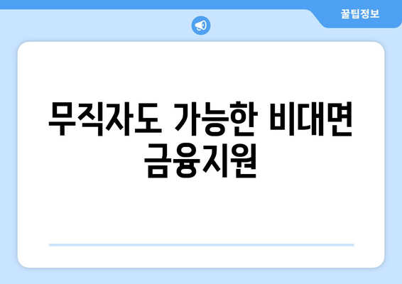 무직자도 가능한 비대면 금융지원