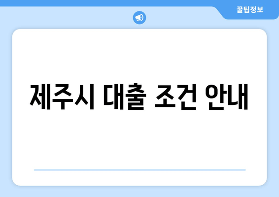 제주시 대출 조건 안내