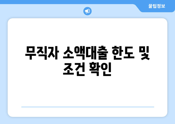 무직자 소액대출 한도 및 조건 확인