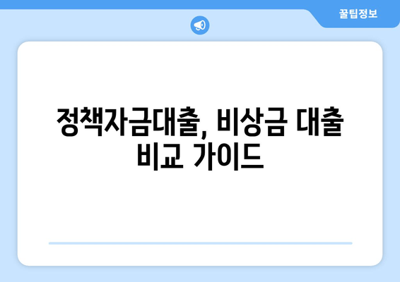 정책자금대출, 비상금 대출 비교 가이드