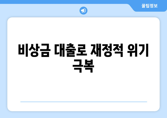 비상금 대출로 재정적 위기 극복