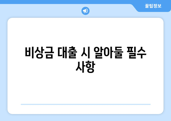 비상금 대출 시 알아둘 필수 사항