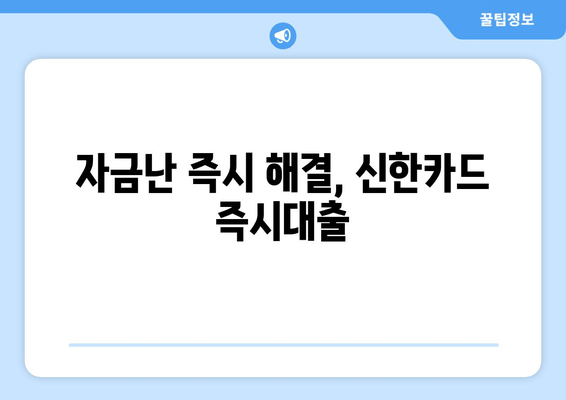 자금난 즉시 해결, 신한카드 즉시대출