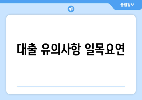 대출 유의사항 일목요연