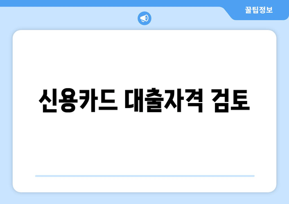 신용카드 대출자격 검토