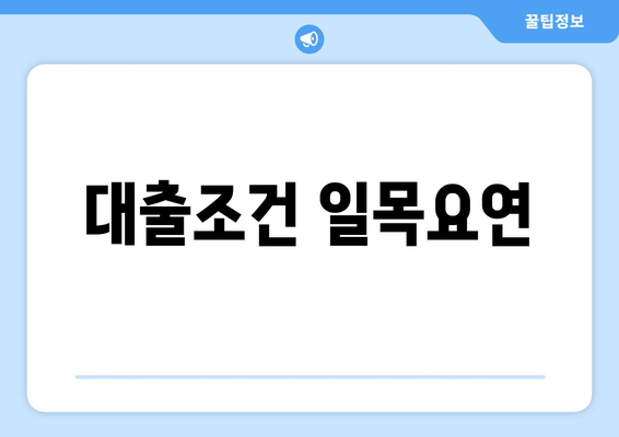 대출조건 일목요연