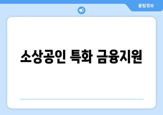 소상공인 특화 금융지원