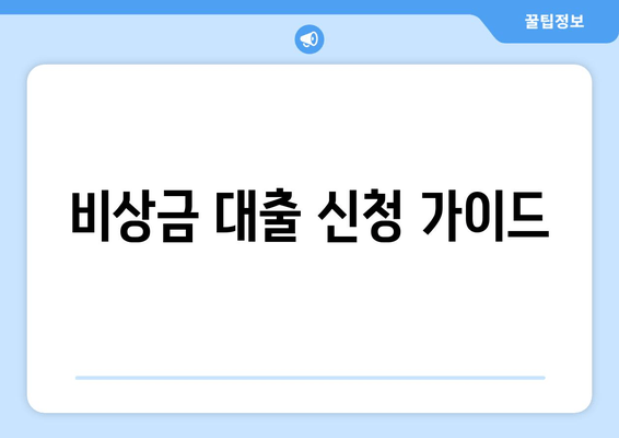 비상금 대출 신청 가이드